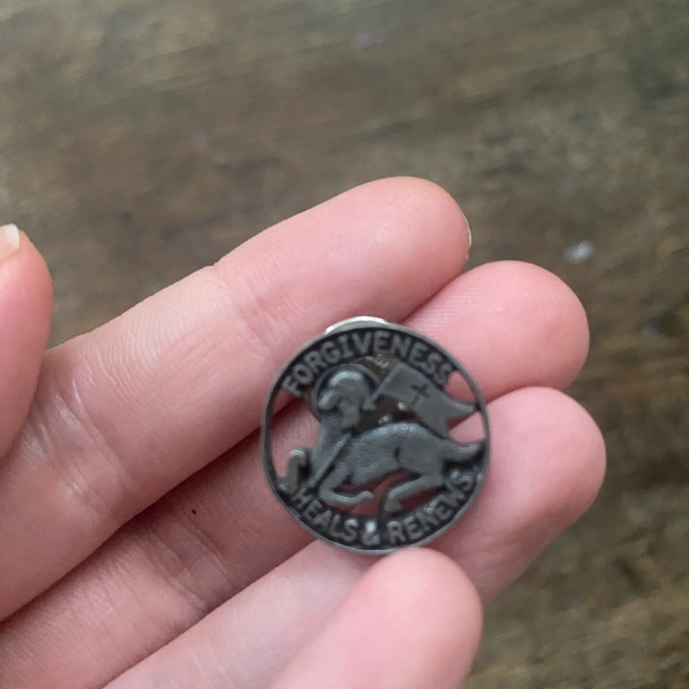 First communion forgiveness religious pin